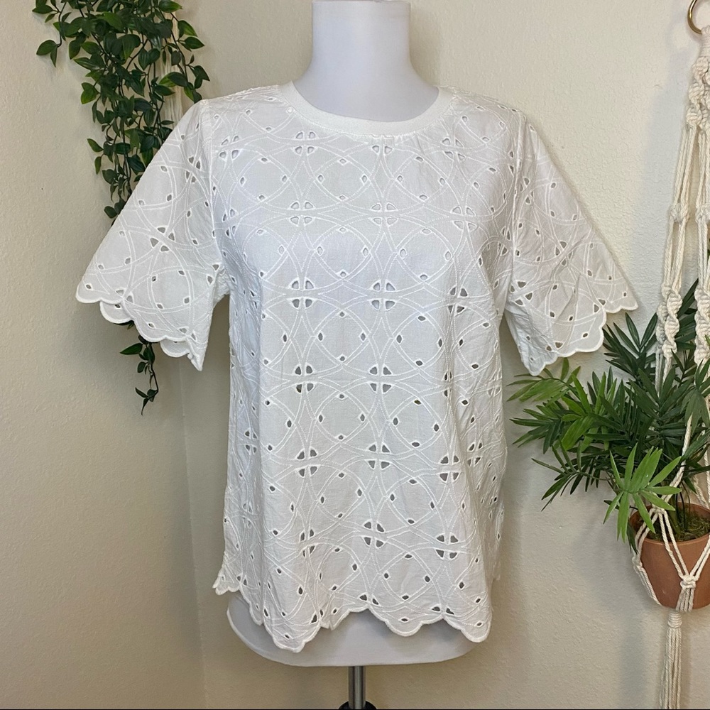 Who What Wear White Cotton Eyelet Top